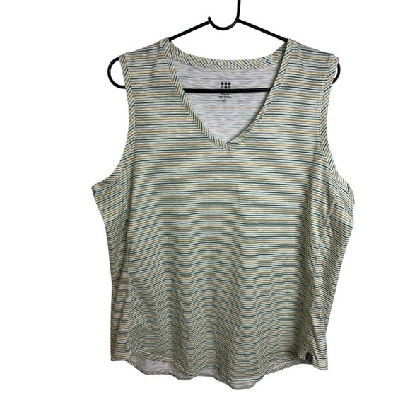 Title Nine V-neck Sleeveless Tank Top Multicolor Stripe Size XL - Picture 1 of 10